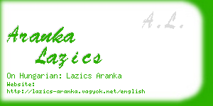 aranka lazics business card